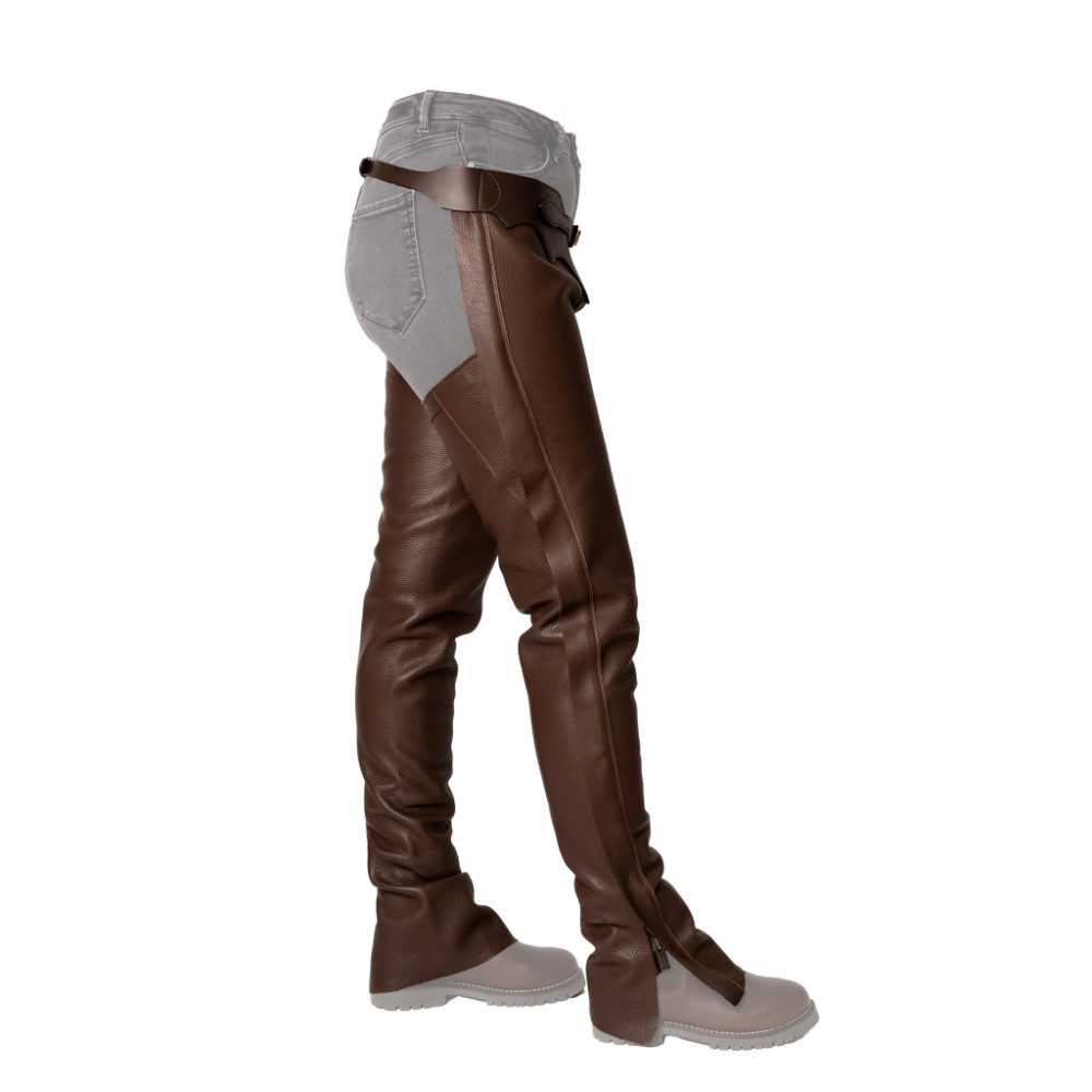 Dyon Langchaps aus Leder - brown, Größe XXL