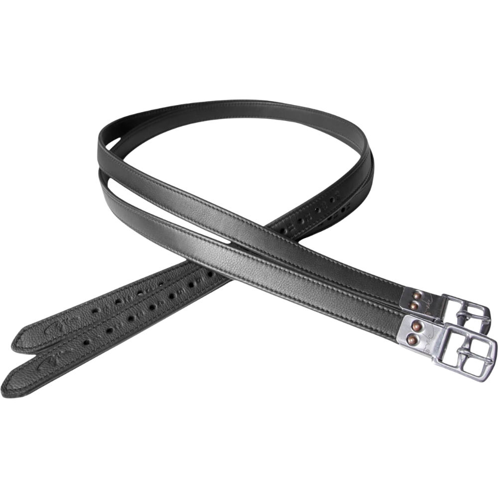 Dyon Premium Soft Leder Steigbügelriemen - black, Größe 145