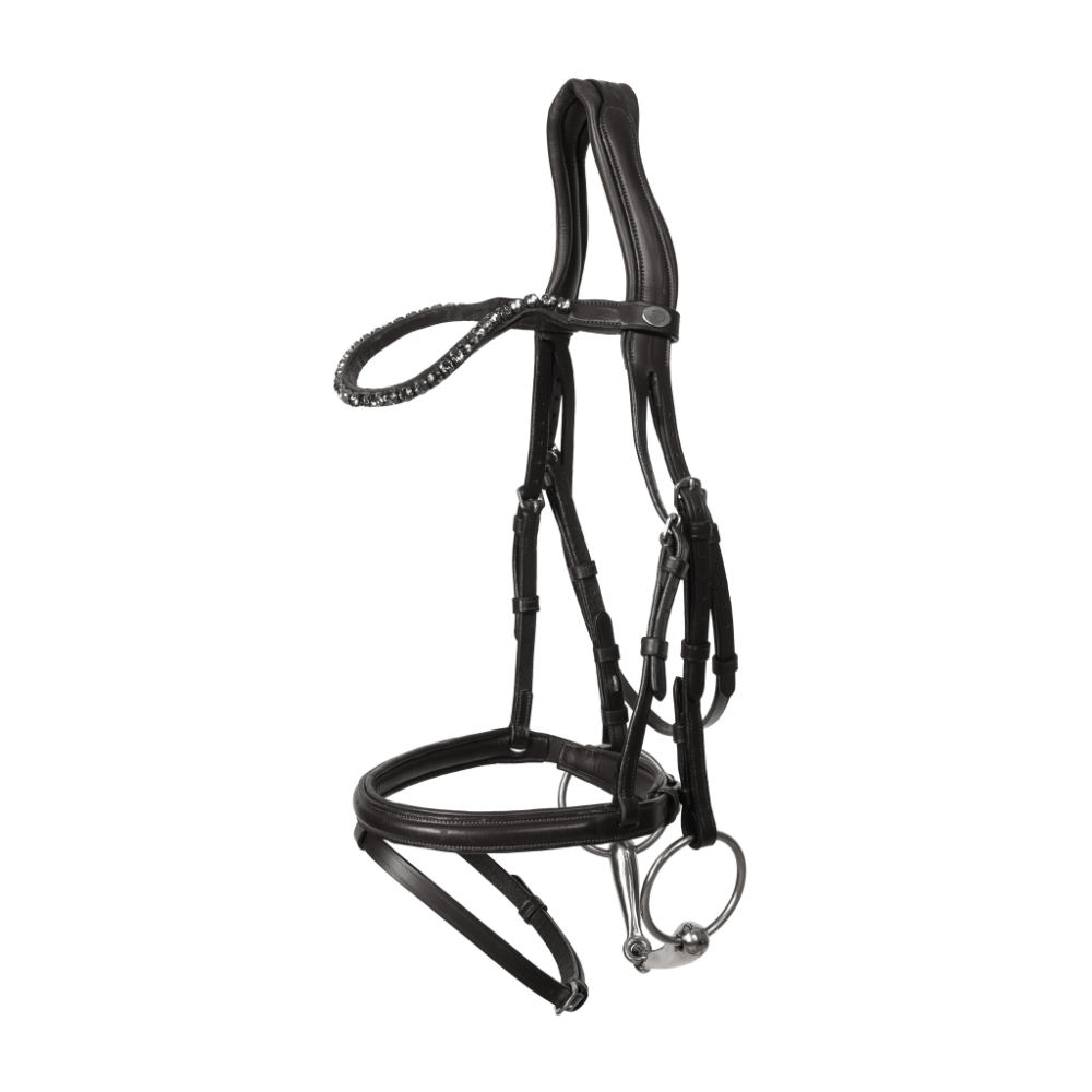 Dyon Trensenzaum mit Mittelbreitem Sperrriemen aus Weichem Leder - black, Größe Pony