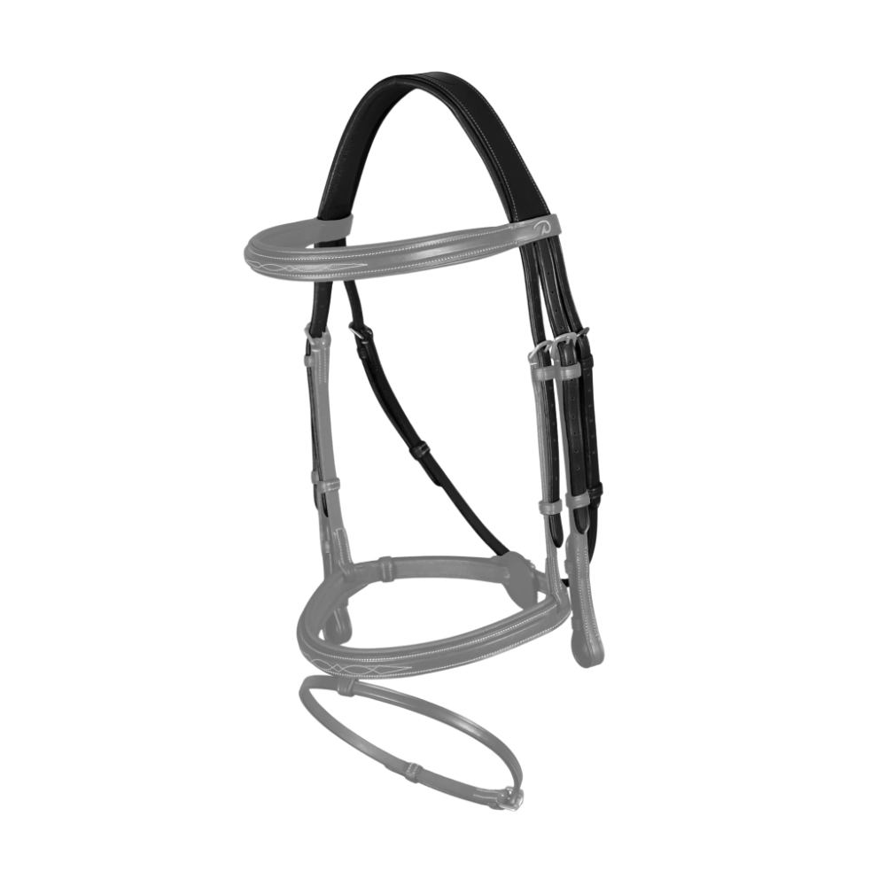 Dyon Kopfstück mit 3 Riemen und abnehmbarem Kehlriemen US Collection - black, Größe Warmblut Extra