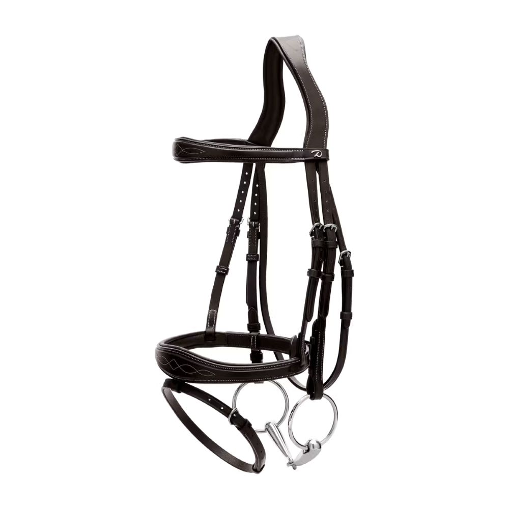 Dyon Anatomische Trense mit kombiniertem Reithalfter US Collection - black, Größe Vollblut
