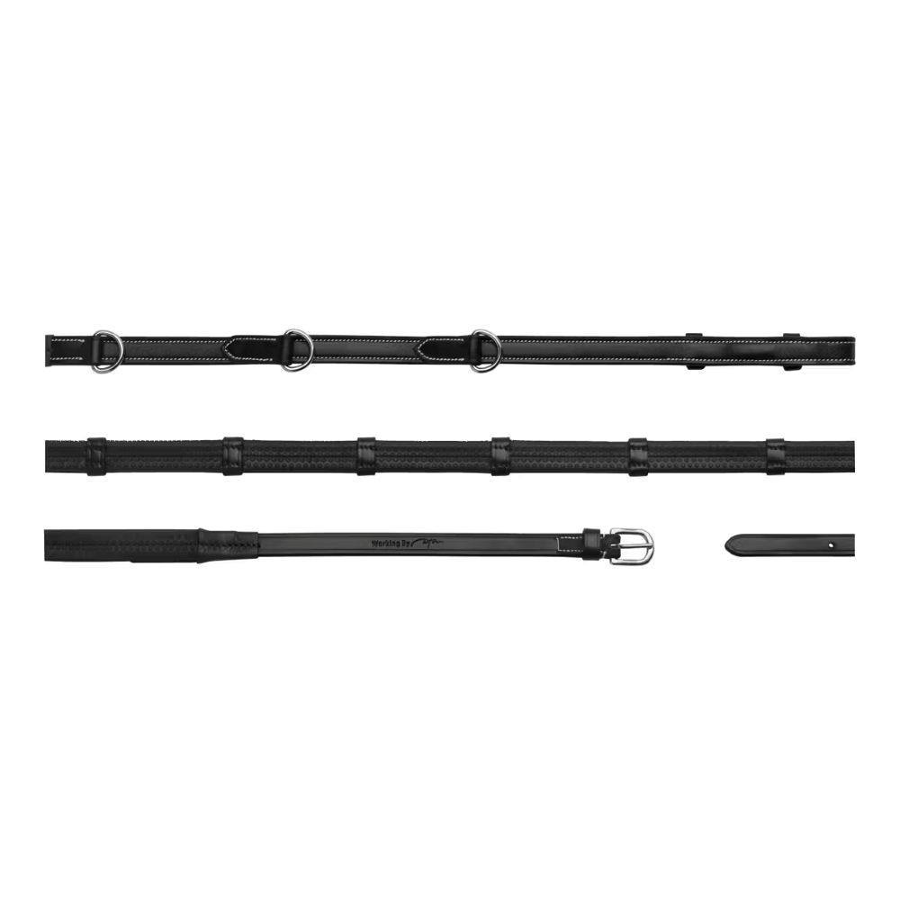 Dyon 1/2 Howlett Gummizügel mit 3 D-Ringen und 7 Lederstegen - black, Größe Pony