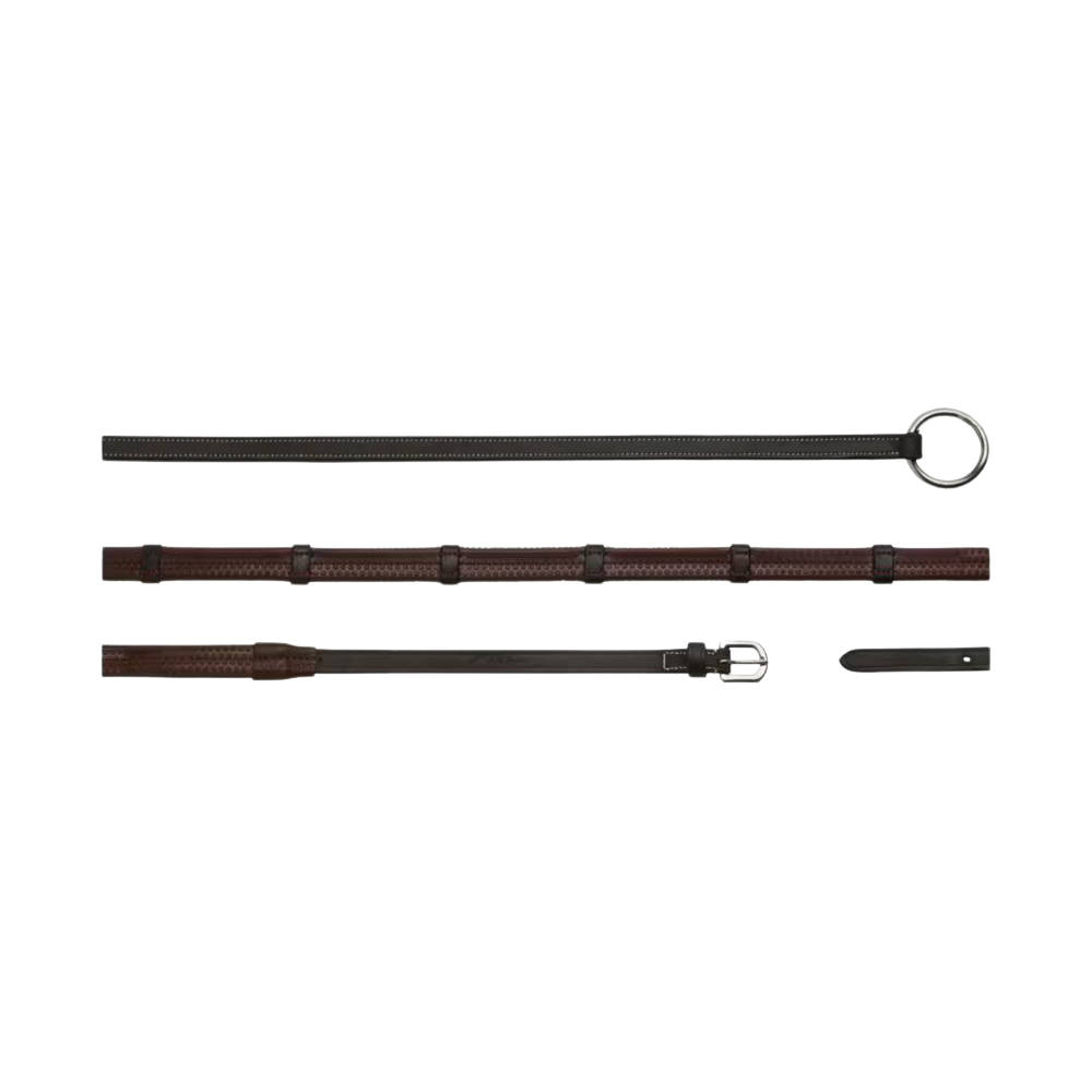 Dyon Gummizügel 1/2 mit 7 Lederstoppern und Ringverschluss - brown, Größe Warmblut Extra