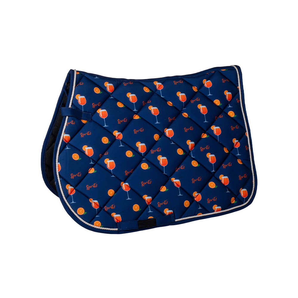 HKM Schabracke Splash - dunkelblau/orange, Größe Pony VS