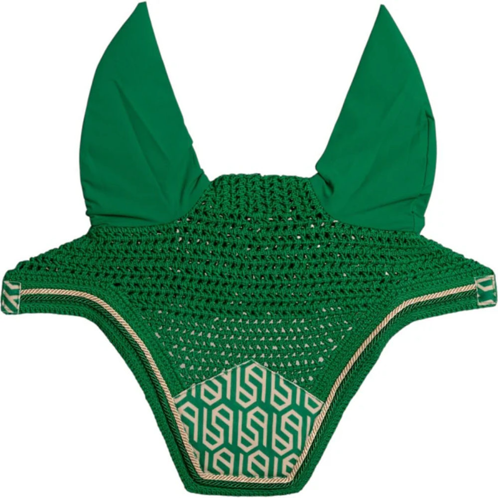 Kentucky Horsewear Fliegenhaube Wellington Velvet Printing - white/green, Größe Full