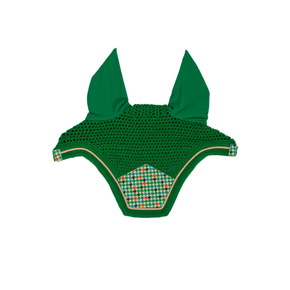 Kentucky Horsewear Fliegenmütze Wellington Velvet Pied-de-Poule - green/colorful, Größe Full