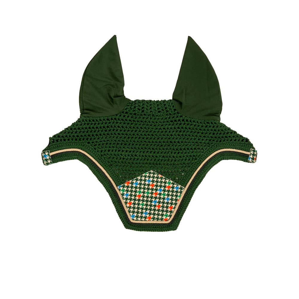 Kentucky Horsewear Fliegenmütze Wellington Velvet Pied-de-Poule - dark green/colorful, Größe Full
