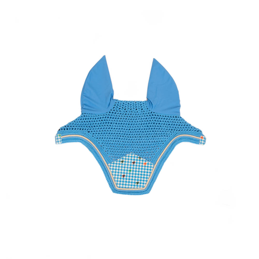 Kentucky Horsewear Fliegenmütze Wellington Velvet Pied-de-Poule - navy/colorful, Größe Full