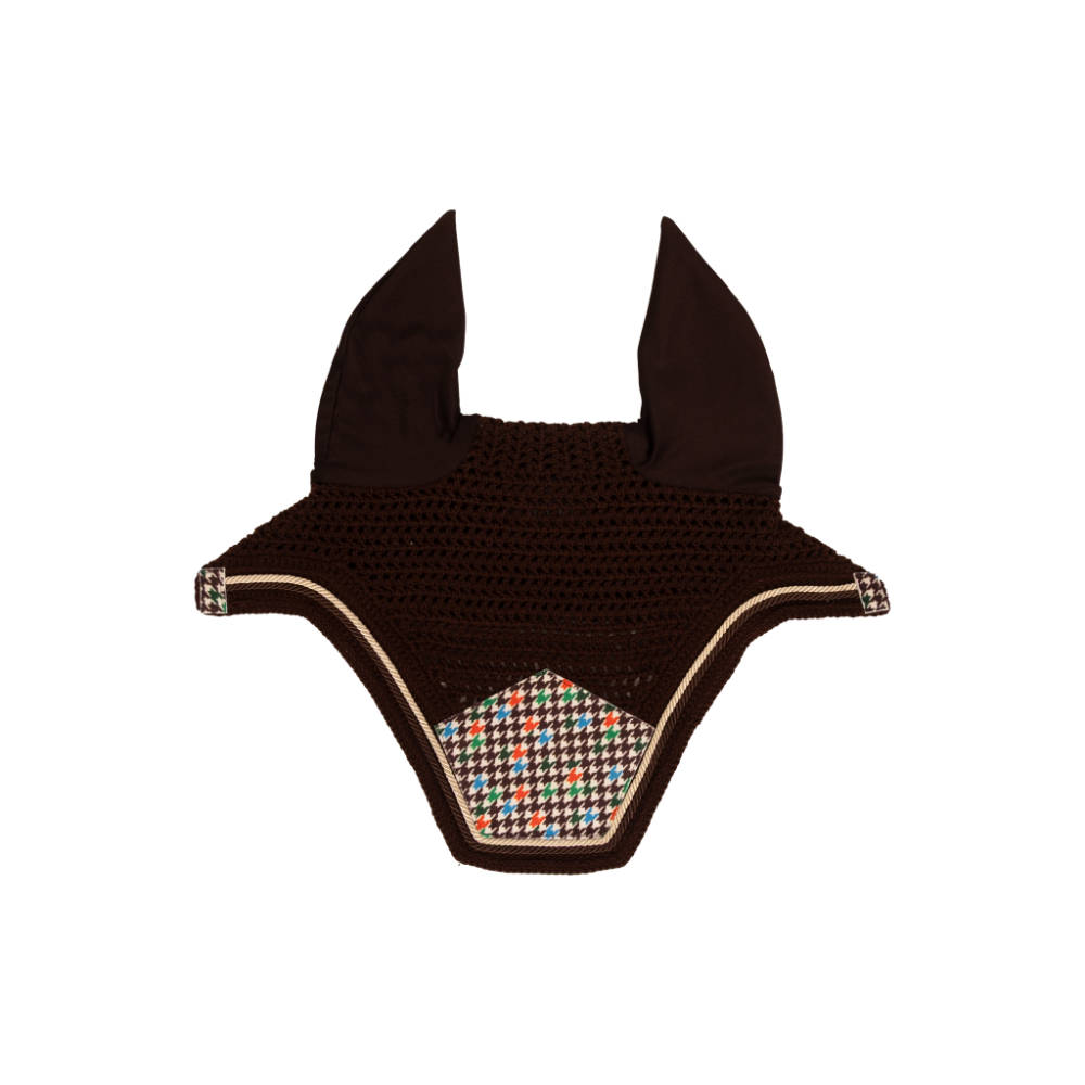 Kentucky Horsewear Fliegenmütze Wellington Velvet Pied-de-Poule - brown/white, Größe Full