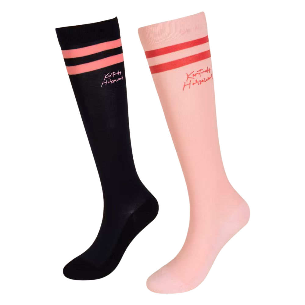 Kentucky Horsewear Socken Stripes 2er Set - navy/light rose, Größe 41/46