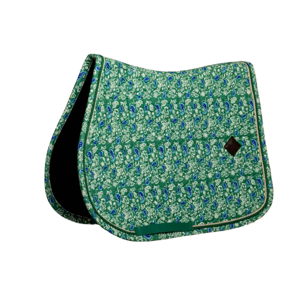 Kentucky Horsewear Samtstoff Schabracke Springen - green/navy, Größe Full