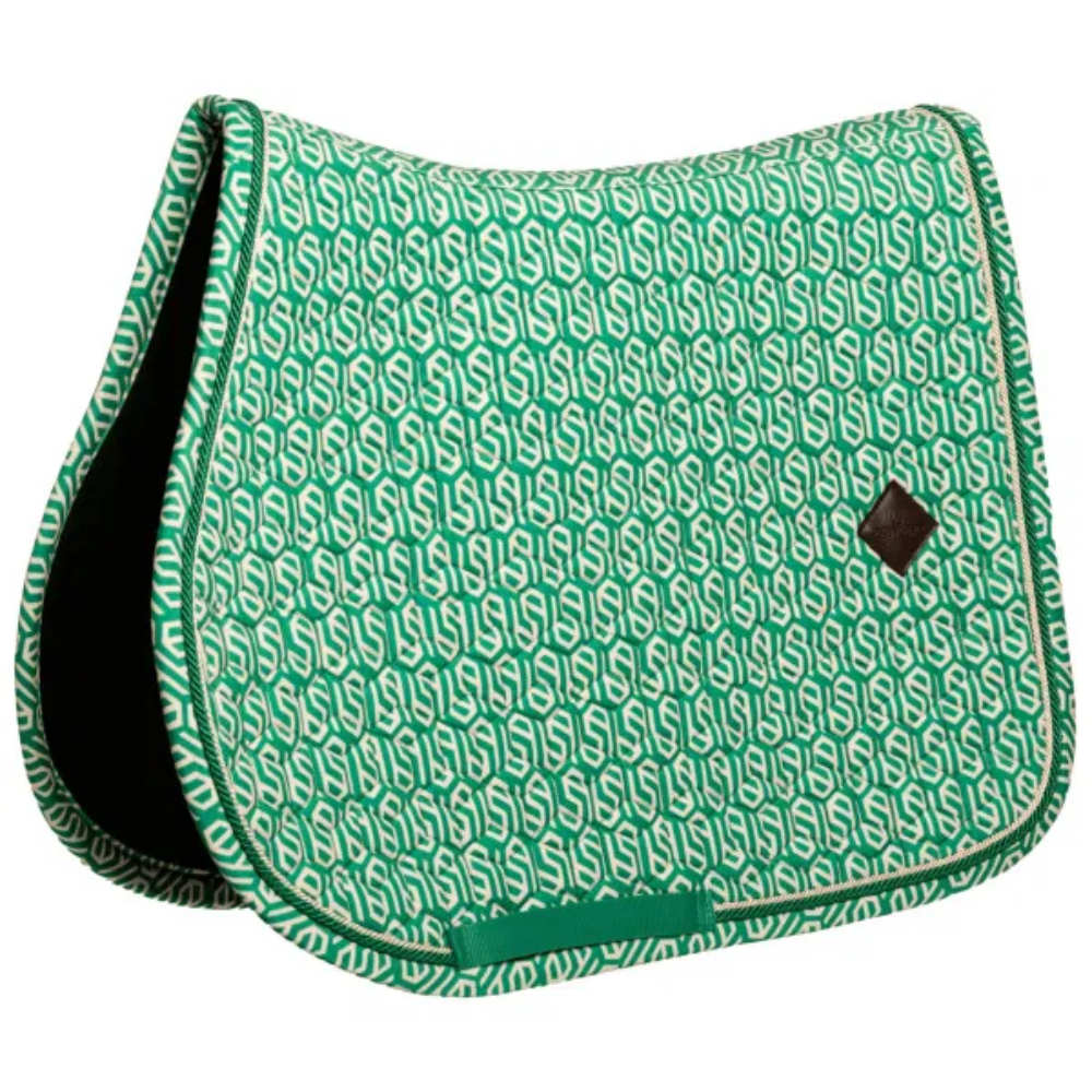Kentucky Horsewear Samtstoff Schabracke Springen - white/green, Größe Pony
