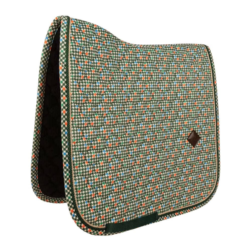 Kentucky Horsewear Schabracke Velvet Pied de Poule Dressur - dark green/colorful, Größe Full