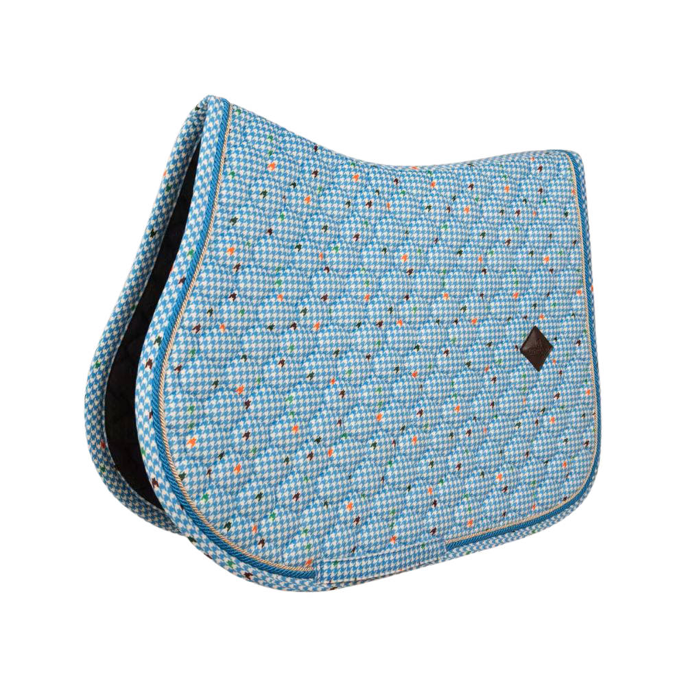 Kentucky Horsewear Schabracke Velvet Pied de Poule Springen - navy/colorful, Größe Pony