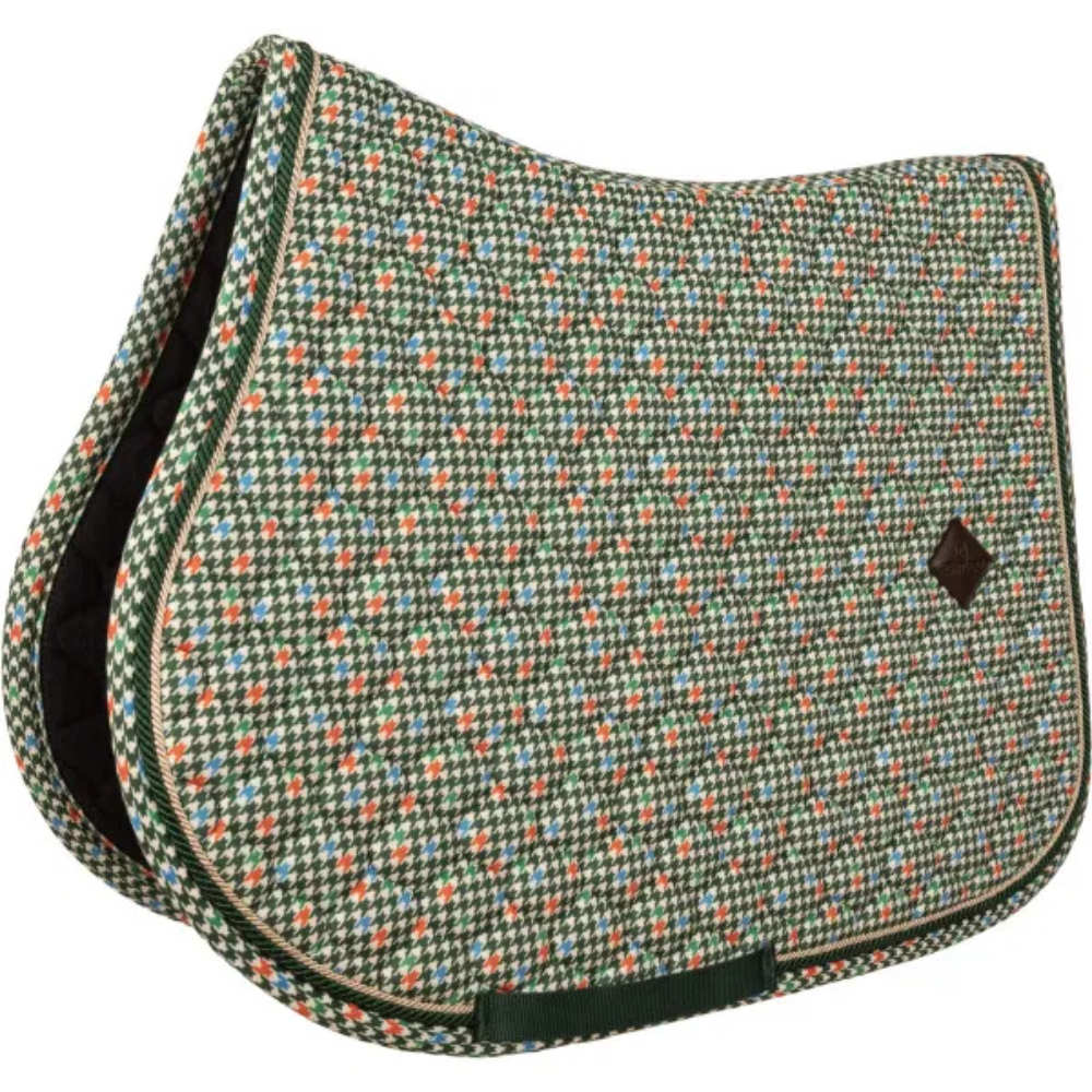 Kentucky Horsewear Schabracke Velvet Pied de Poule Springen - dark green/colorful, Größe Full