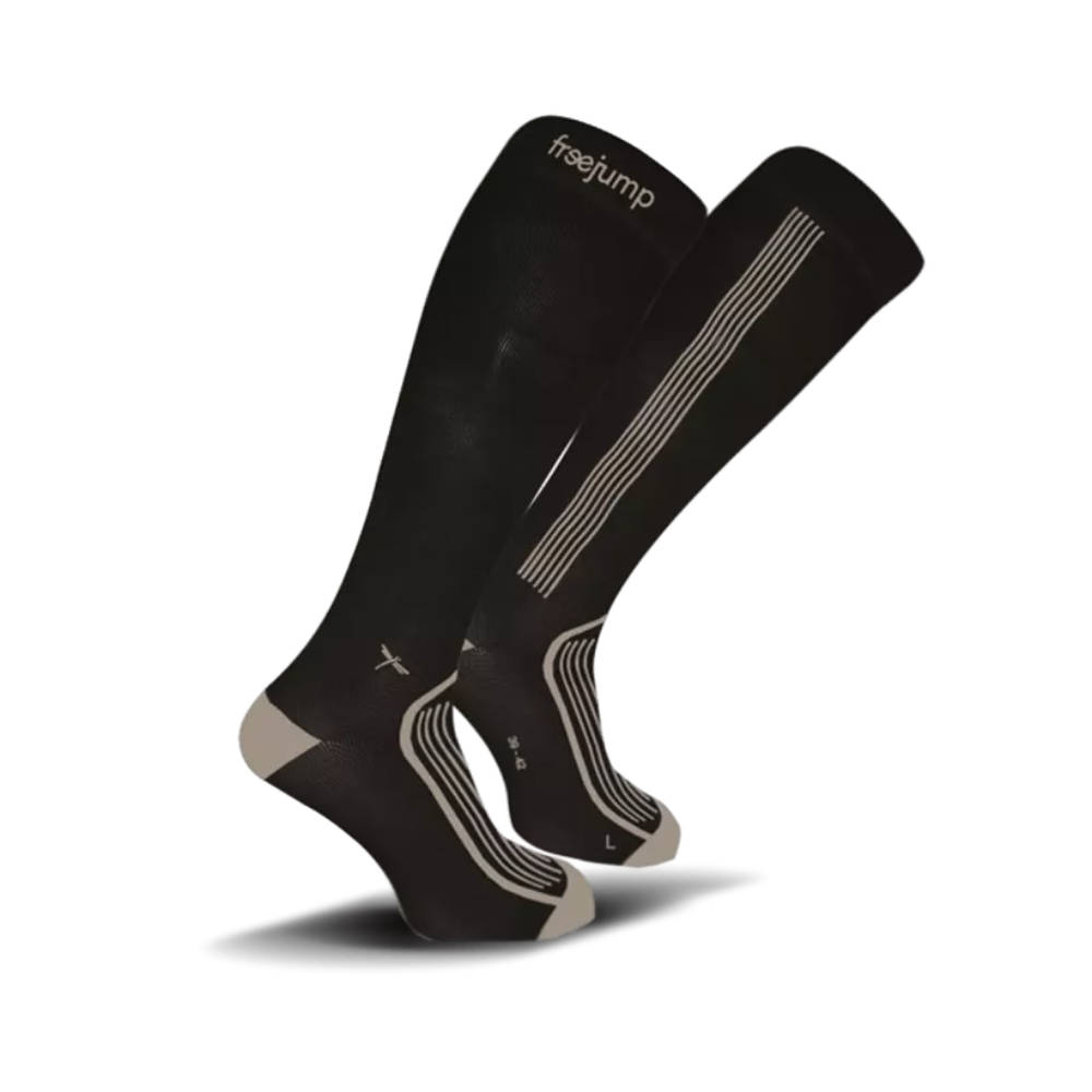 Freejump Kniestrümpfe - schwarz/beige, Größe L