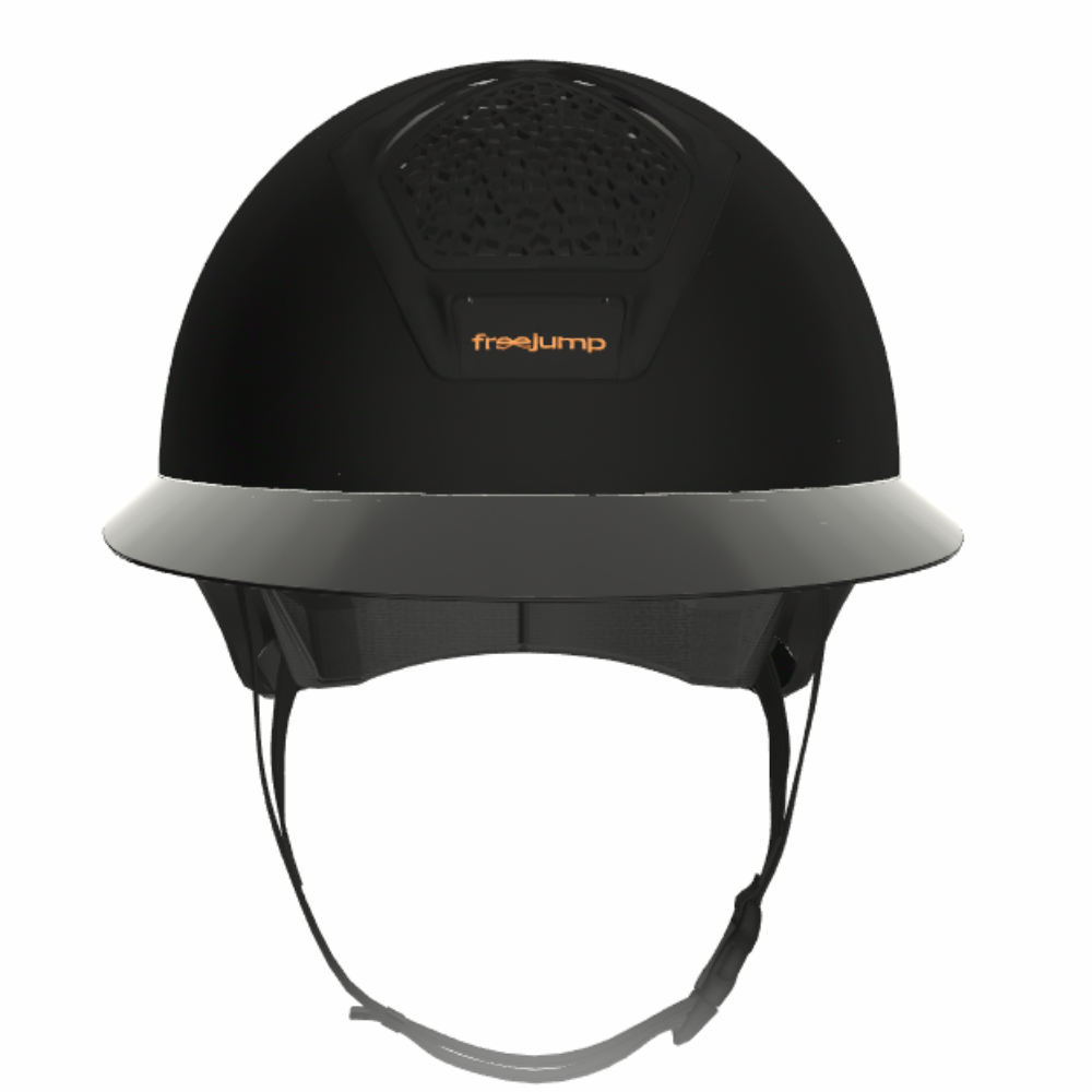 Freejump Voronoï Reithelm Carbon Fullblack mit breitem Visier in Glossy, ohne Schläfenschutz - black, Größe M