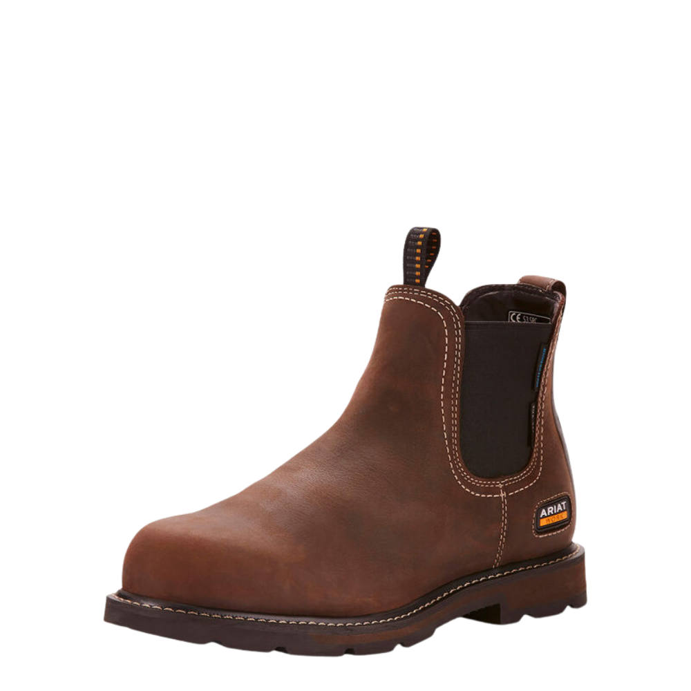 Ariat Groundbreaker 6" wasserdichter Arbeitsschuh ohne Schnürsenkel Herren - dark brown, Größe 42.5