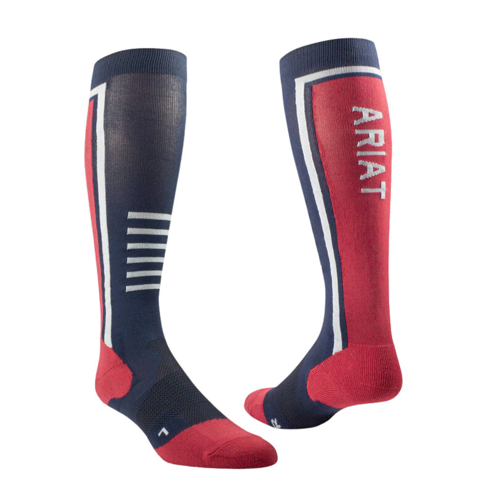 Ariat Slimline Performance Sock Damen - navy/red