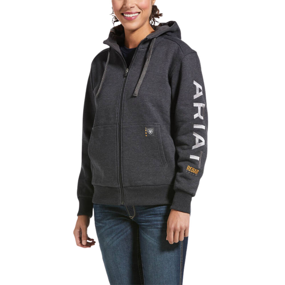Ariat Rebar All-Weather Full Zip Hoodie Damen - charcoal heather, Größe L
