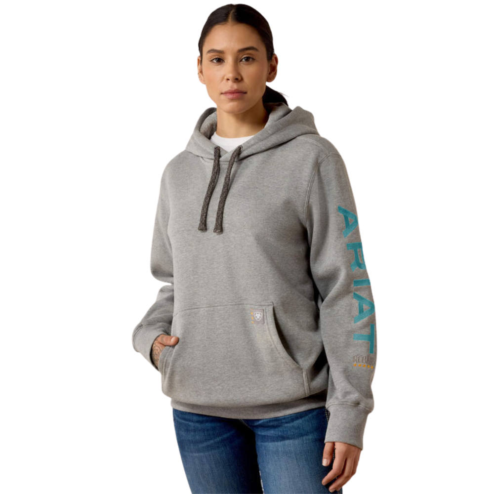 Ariat Rebar Graphic Hoodie Damen - heather grey, Größe XL