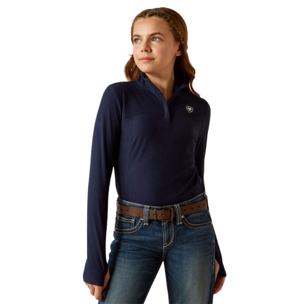 Ariat Lowell 3.0 1/4 Zip-Pullover Baselayer Kinder - navy, Größe M