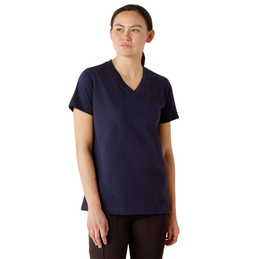 Ariat Rebar Cotton Strong Standard V-Neck T-Shirt Damen - navy, Größe L