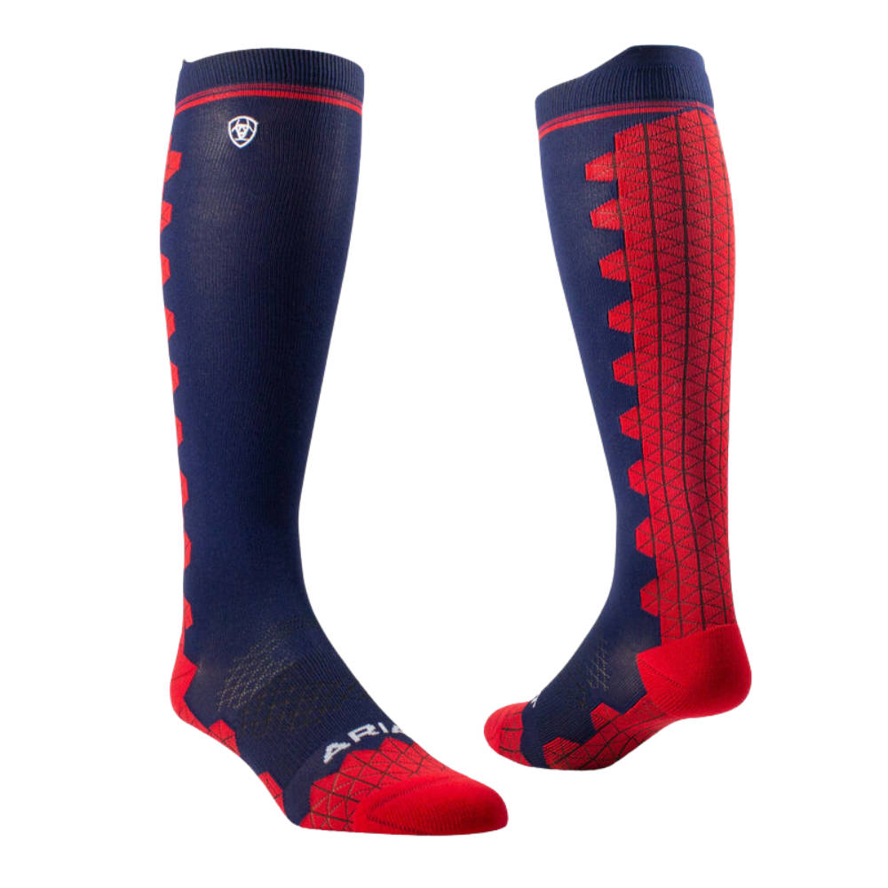 Ariat TEK Devon Performance Socken - navy/red, Größe M