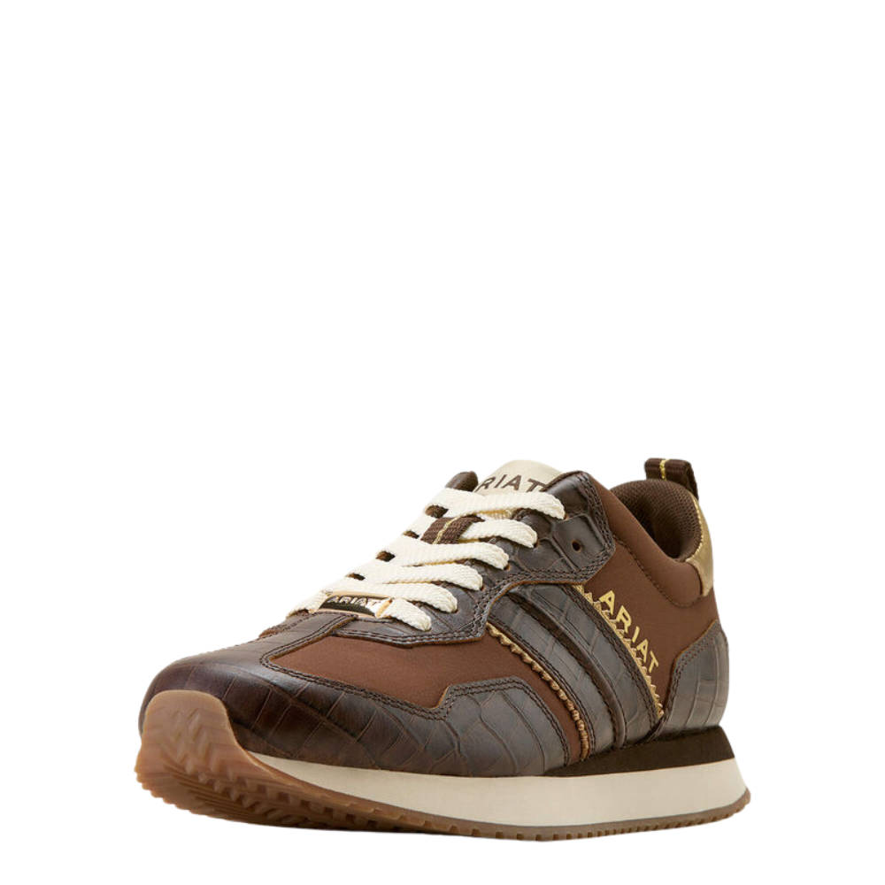 Ariat Ranch Runner Trainer Sneaker Damen - aged tan/luxe espresso croc print, Größe 36