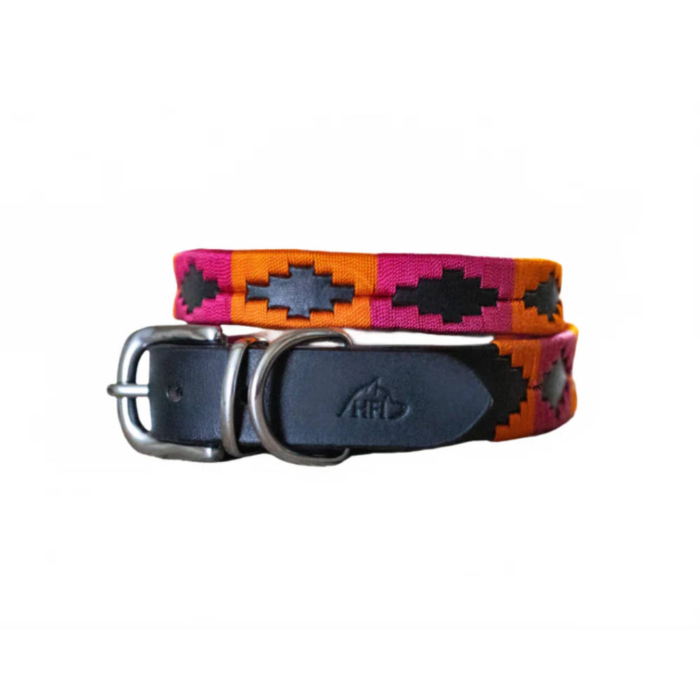HFI Hundehalsband im Polo-Design - schwarz/orange/pink, Größe L