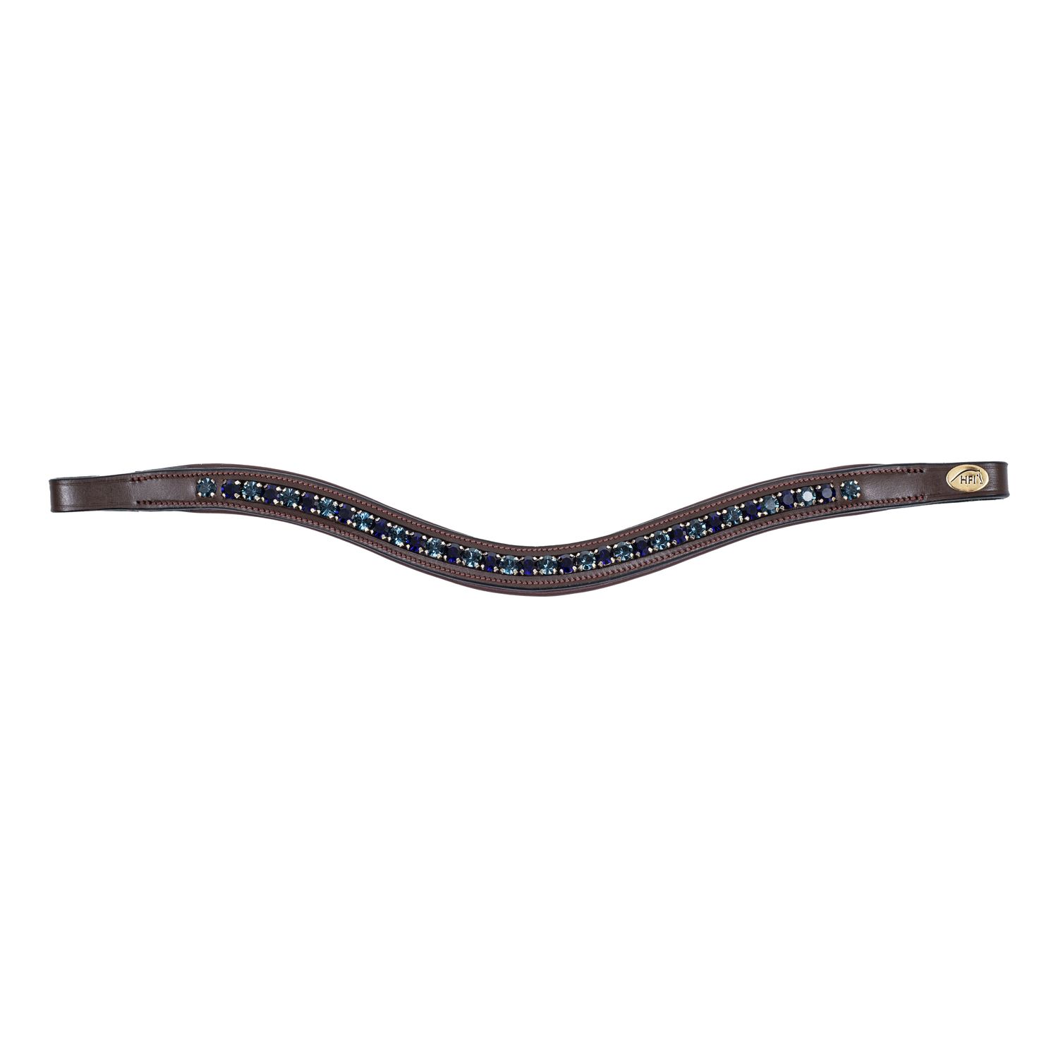 HFI Wellenförmiger Stirnriemen mit Strasssteinen - braun/marineblau/blau, Größe Full