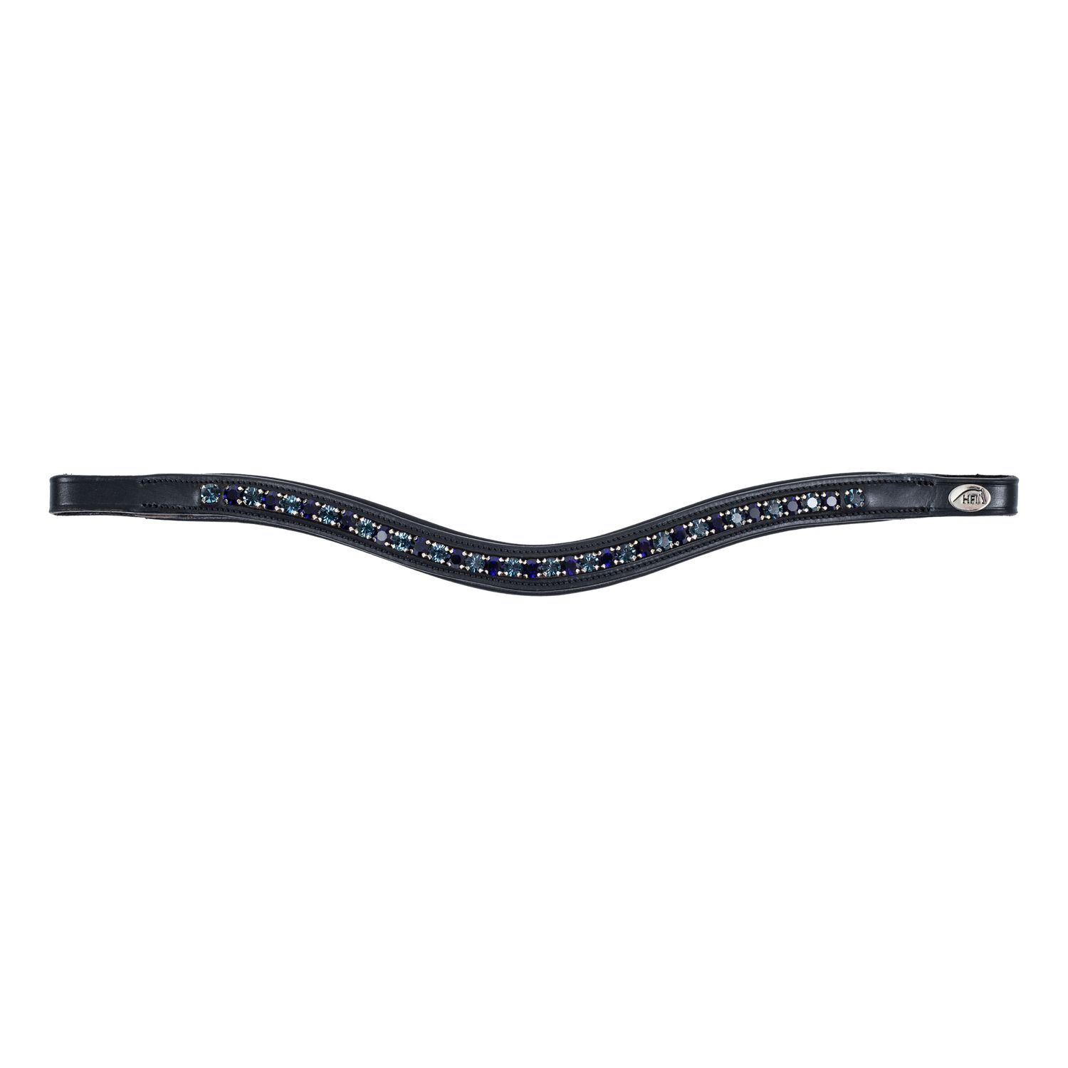 HFI Wellenförmiger Stirnriemen mit Strasssteinen - schwarz/marineblau/blau, Größe Cob