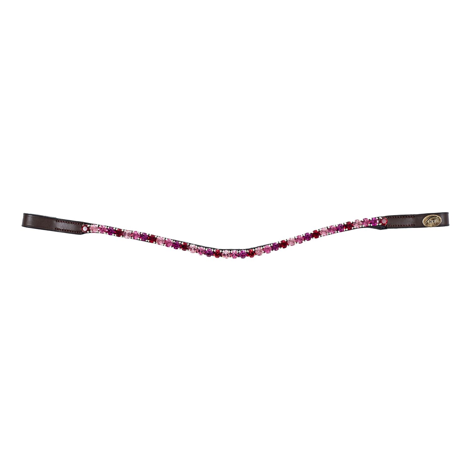 HFI Gerader Stirnriemen mit Strasssteinen - braun/bordeaux/magenta/pink/hellpink, Größe Full