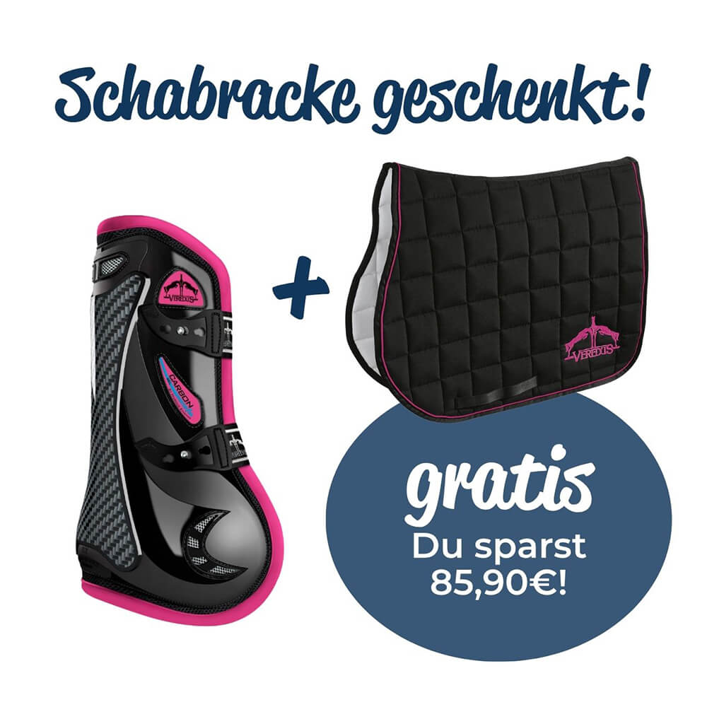 Veredus Carbon Gel Vento Color Gamaschen vorne + Gratis Veredus Schabracke Micro - pink, Größe L