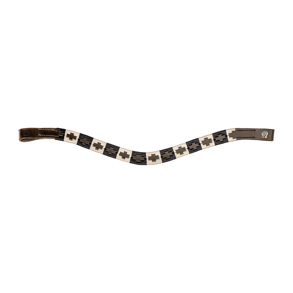 Waldhausen X-Line Stirnband Polo schwarz - beige/schwarz, Größe Vollblut