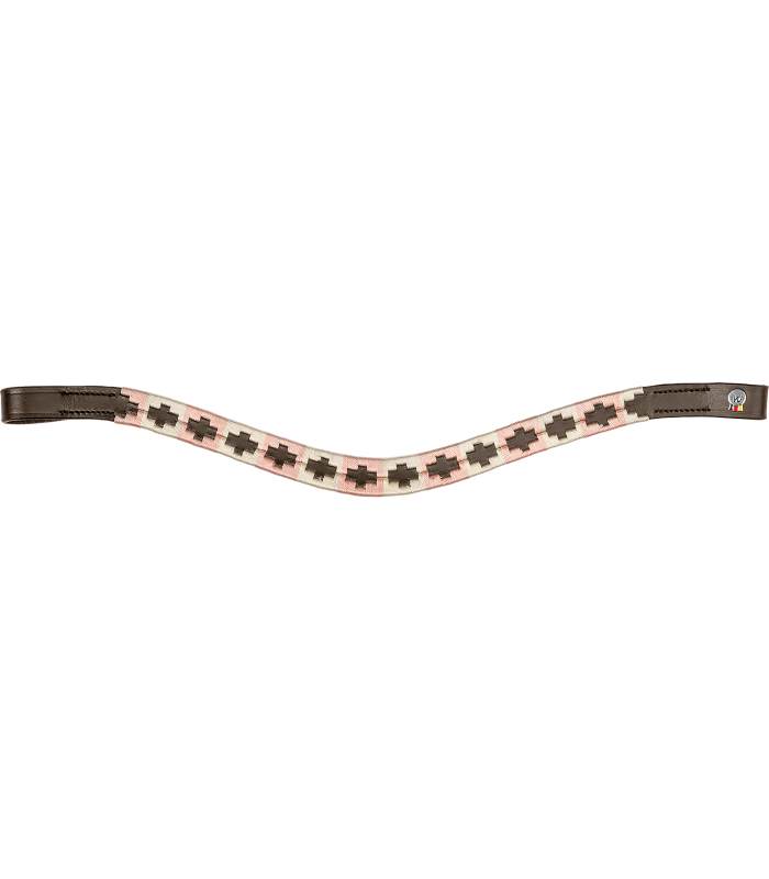 Waldhausen X-Line Stirnband Polo schwarz - rosa/beige, Größe Warmblut