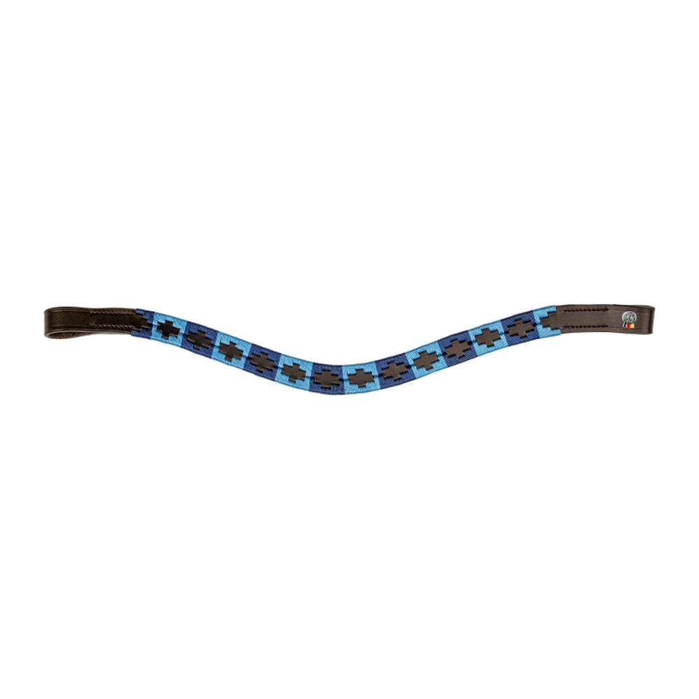 Waldhausen X-Line Stirnband Polo schwarz - blau/hellblau, Größe Vollblut