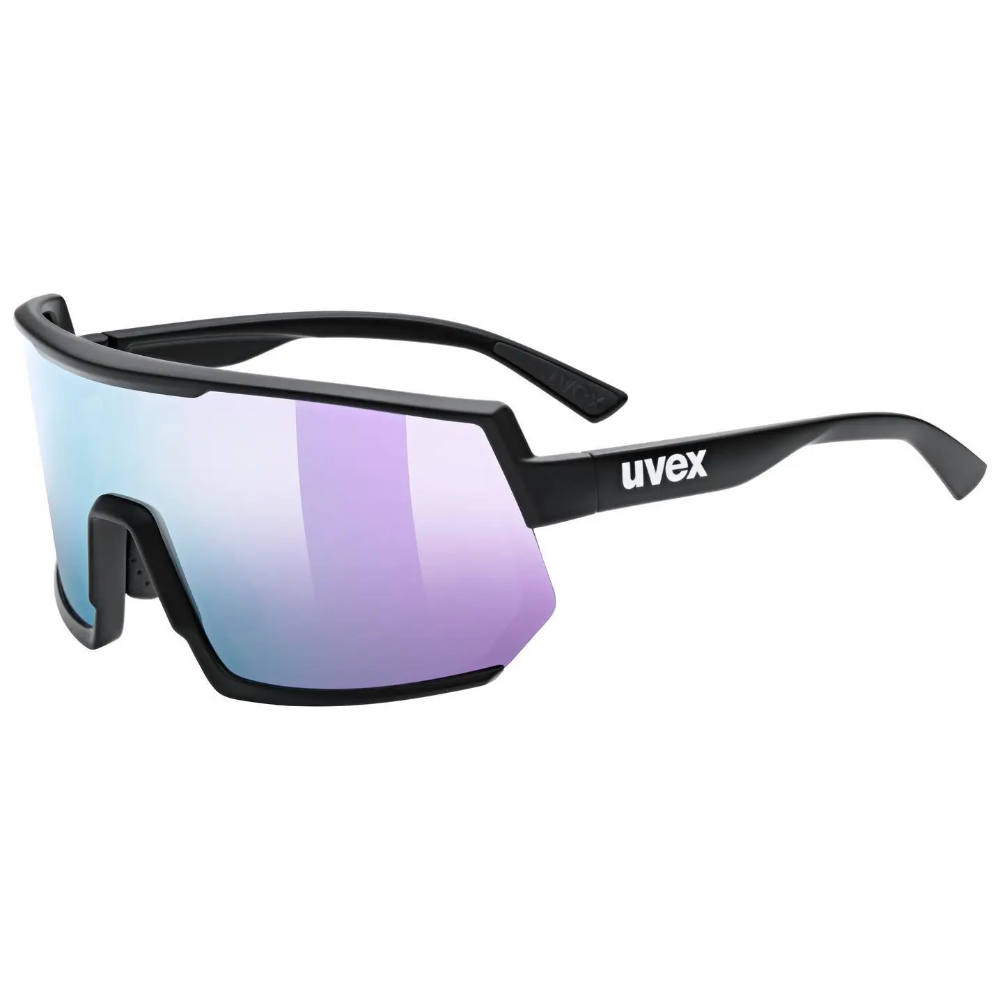 Uvex Sportbrille Sportstyle 235 - black matt / mirror lavender, Größe one size
