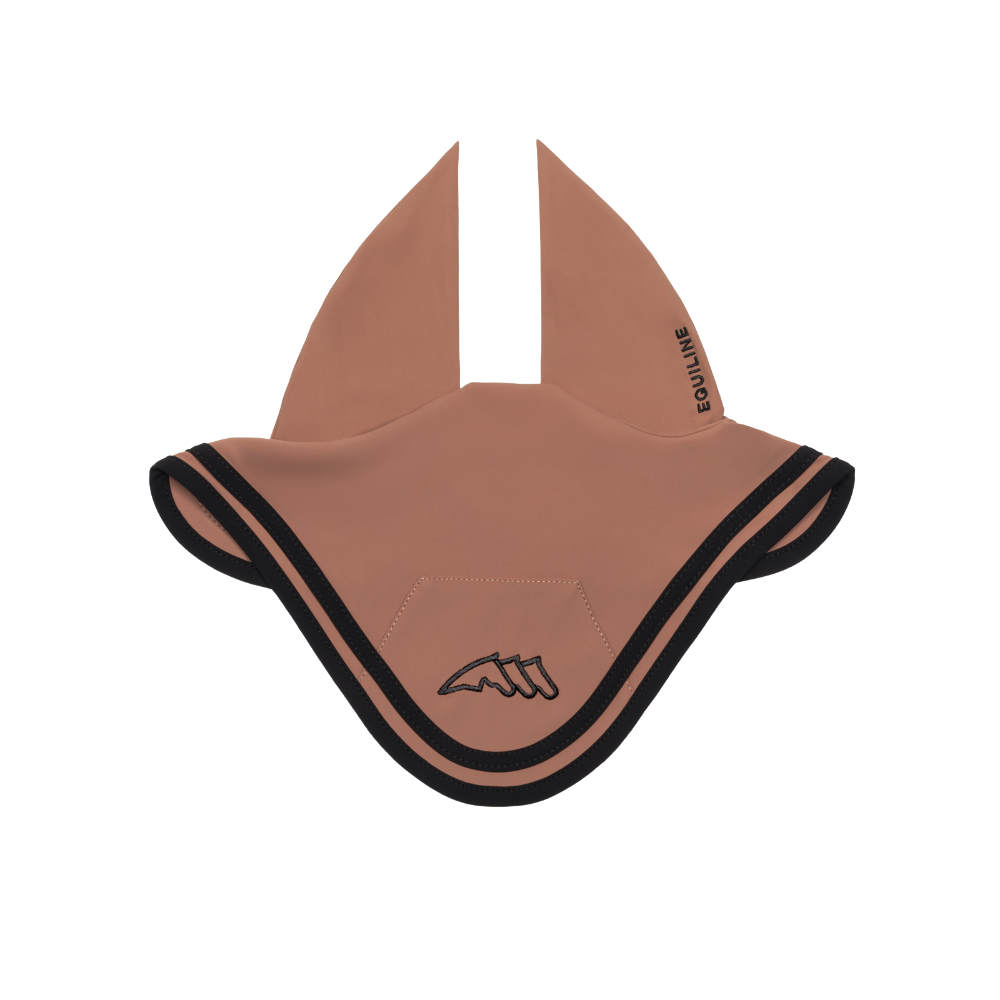 Equiline EQONDA Fliegenhaube aus Technischem Gewebe Equiline Pferd - mocha mousse, Größe Vollblut/Warmblut