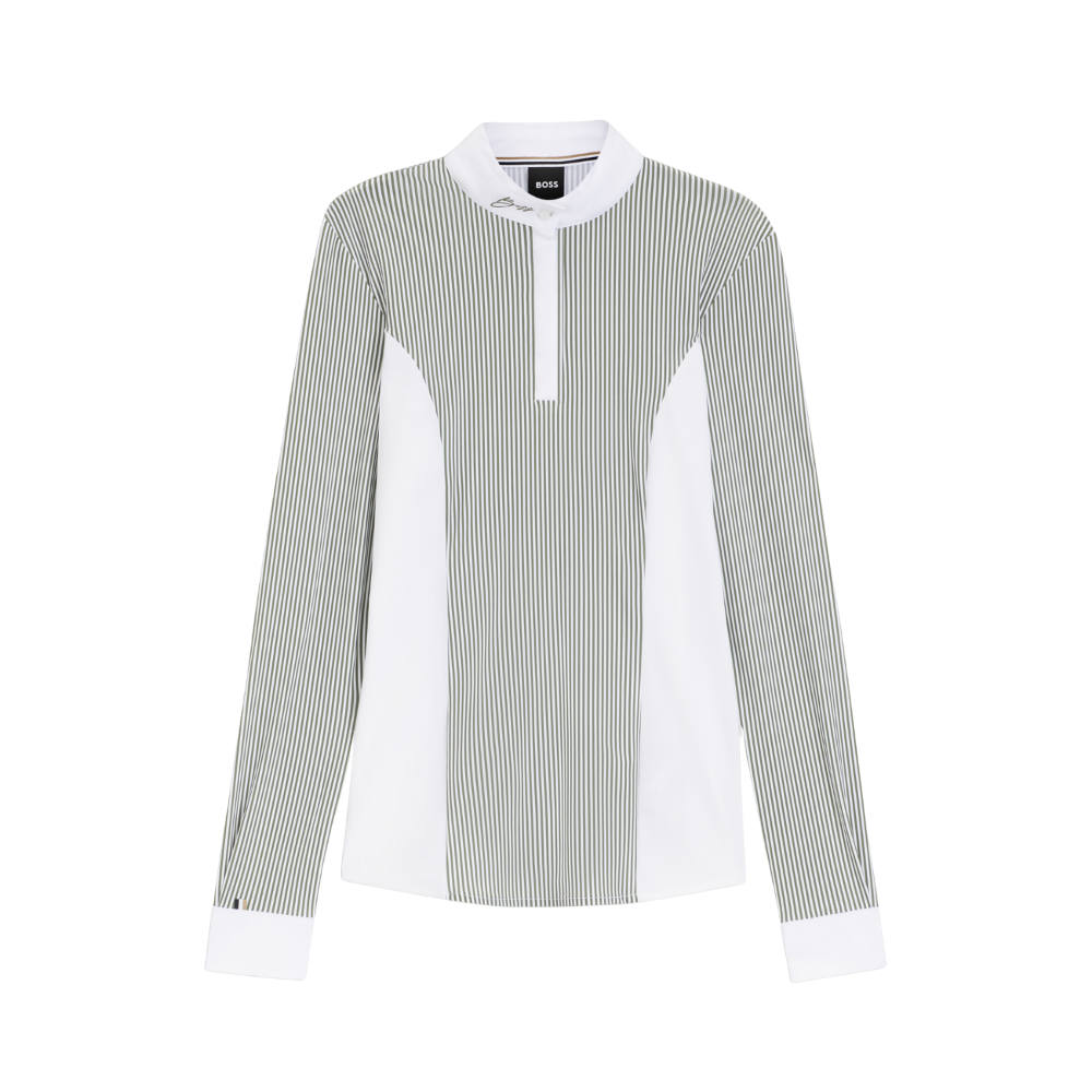 BOSS Equestrian HW 2026 Edora gestreifte Turnierbluse Damen - Farbe: tealeaf
