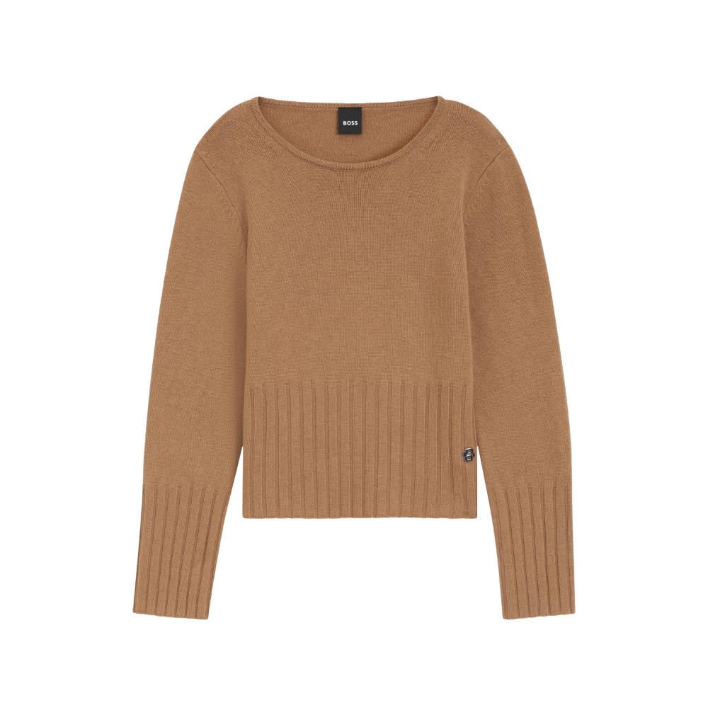 BOSS Equestrian HW 2026 Erin Luxury Strickpullover Damen - walnut, Größe M
