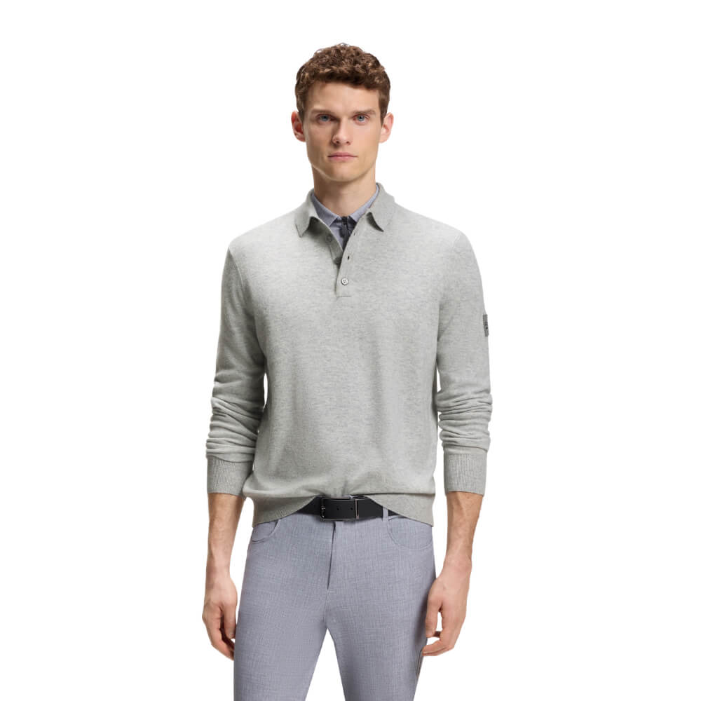 BOSS Equestrian HW 2026 Jude Strickpolo Herren - Farbe: silver grey melange
