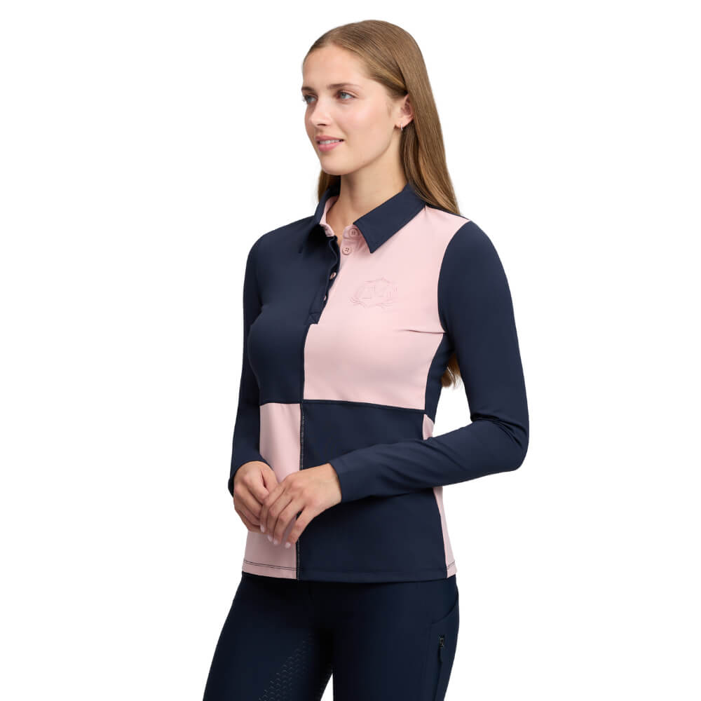LeMieux HW 2026 Harlequin Rugby Funktionsshirt Damen - petal/navy, Größe 38