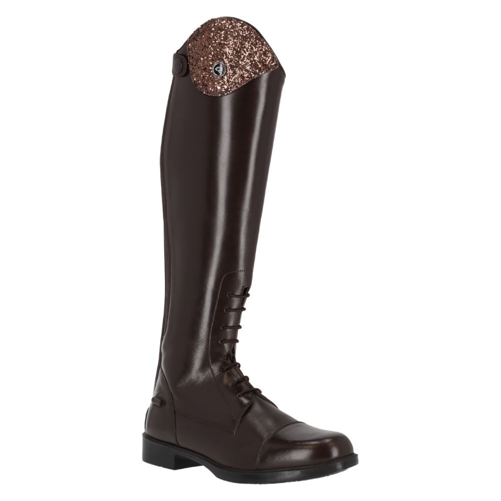 QHP Romy Junior Leder Reitstiefel - braun, Größe 33