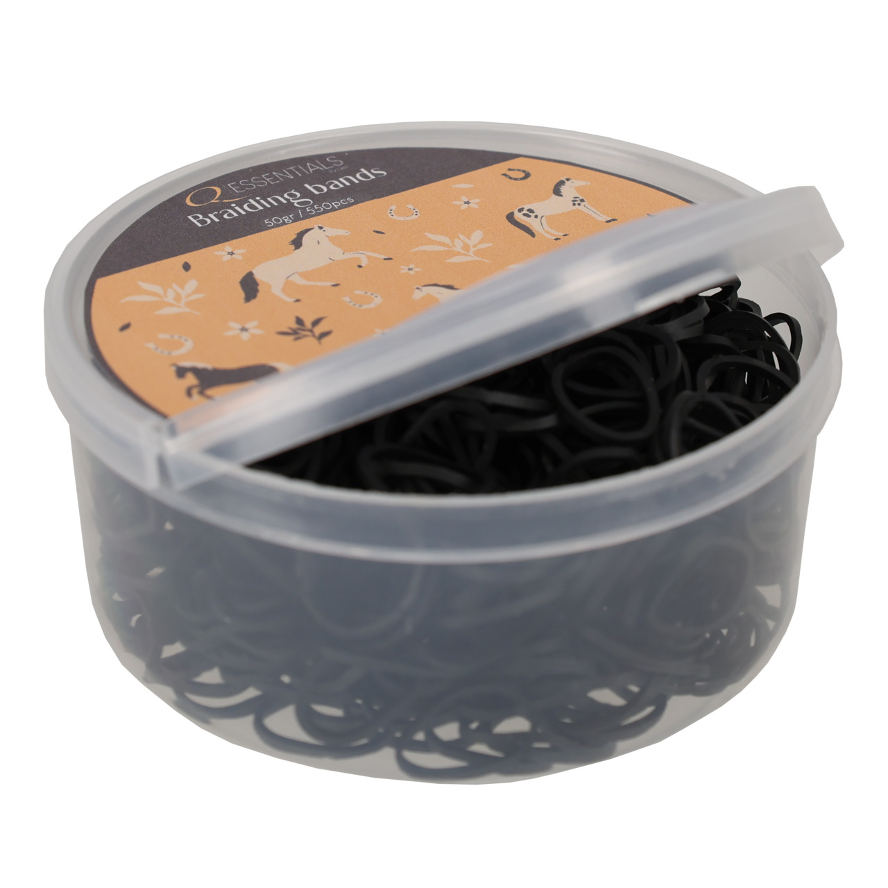 QHP Einflechtgummi Box - schwarz, Größe 50g