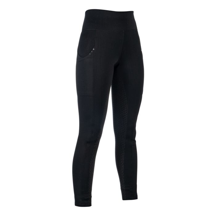 HKM Reitleggings Cosy II Style Silikon Vollgrip Winter Damen - schwarz, Größe 32/34