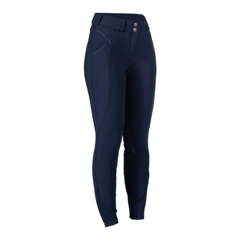 HKM Softshell Reithose Chrysti Silikon Vollgrip Winter Damen - dunkelblau, Größe 34
