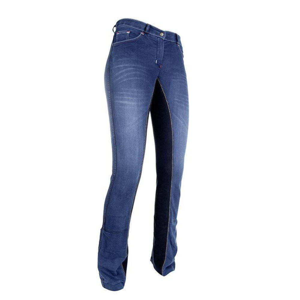 HKM Jodhpur Reithose Summer Denim Alos-Besatz Damen - jeansblau/dunkelblau, Größe 36