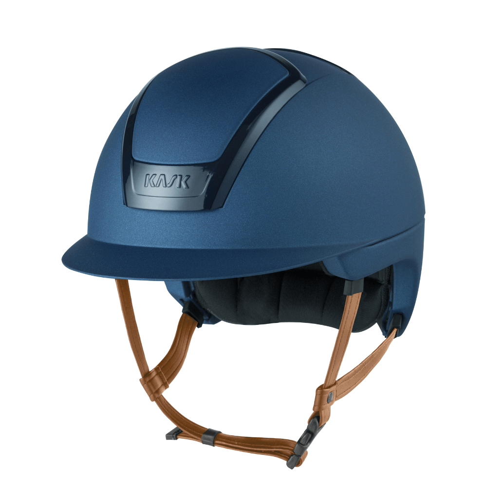 KASK NEMESI METAL Reithelm mit beigem Kinnriemen - cobalt blue, Größe 58