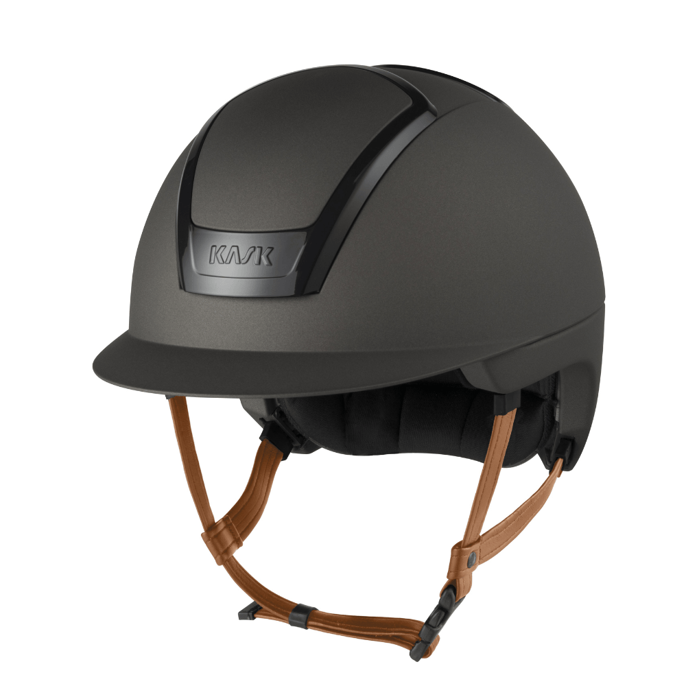 KASK NEMESI METAL Reithelm mit beigem Kinnriemen - ash brown, Größe 59